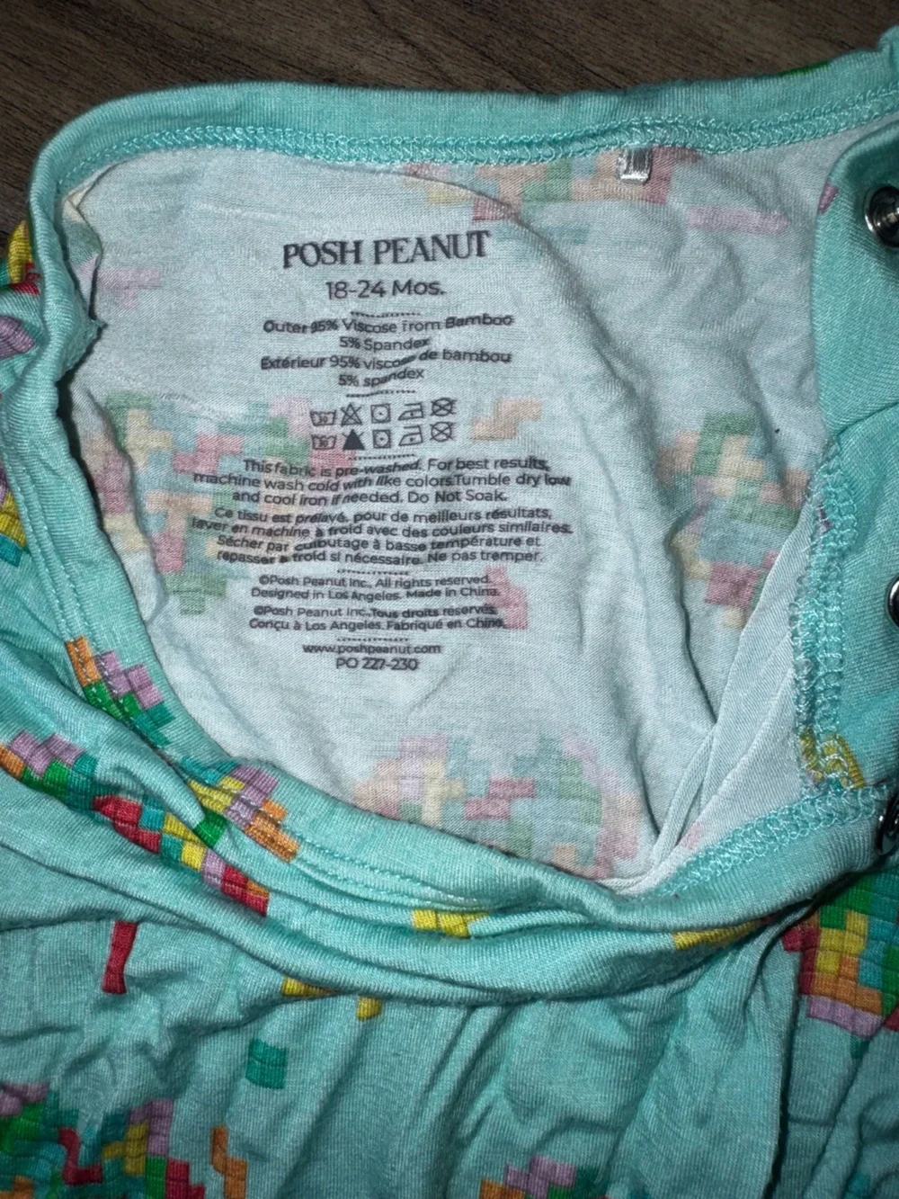 Posh Peanut 18-24M Gamer Pixel Rainbow Hearts Romper Bamboo Retired